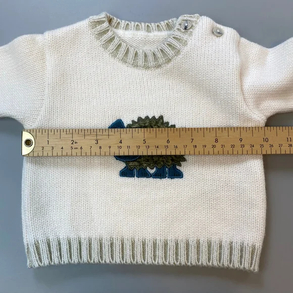 Baby Marks & Spencer Sweater 3-6 months Cream Green Sheep Knit Cottage Classic - Picture 3 of 11